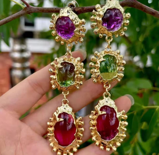 Aretes bugambilias largos