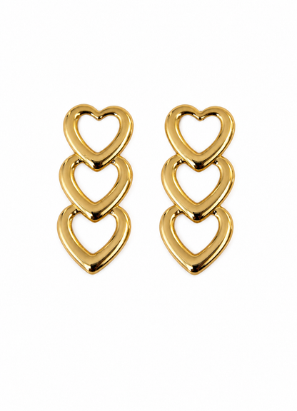 Aretes triple corazón