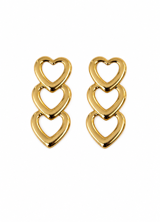 Aretes triple corazón
