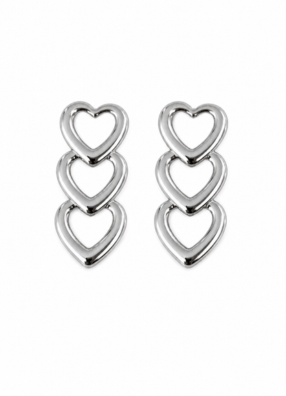 Aretes triple corazón