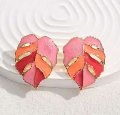 Aretes hojas pastel