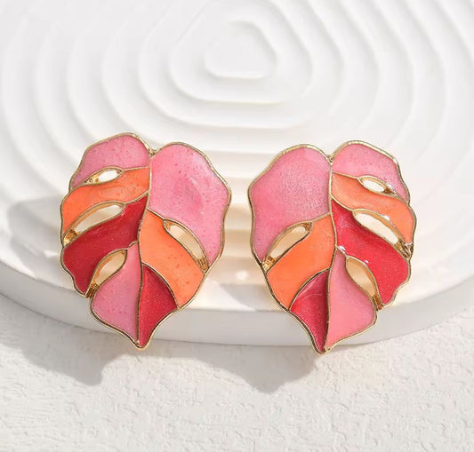 Aretes hojas pastel